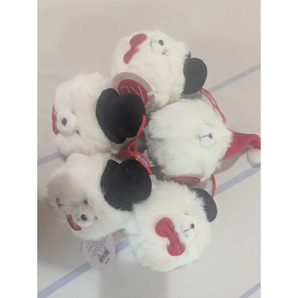 RB Collections  Small Furry White Bear Red Bow Tie 4 Top Hats 1 Lot Of 5